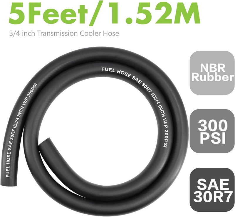 Jeemiter 3/4" ID x 5FT Large Diameter Fuel Line Hose SAE 30R7 Kit - with 10 Clamps for Diesel, Oil, Hydraulic Lines - Fits Industrial Machinery, Tractors, Marine Systems - Image 5
